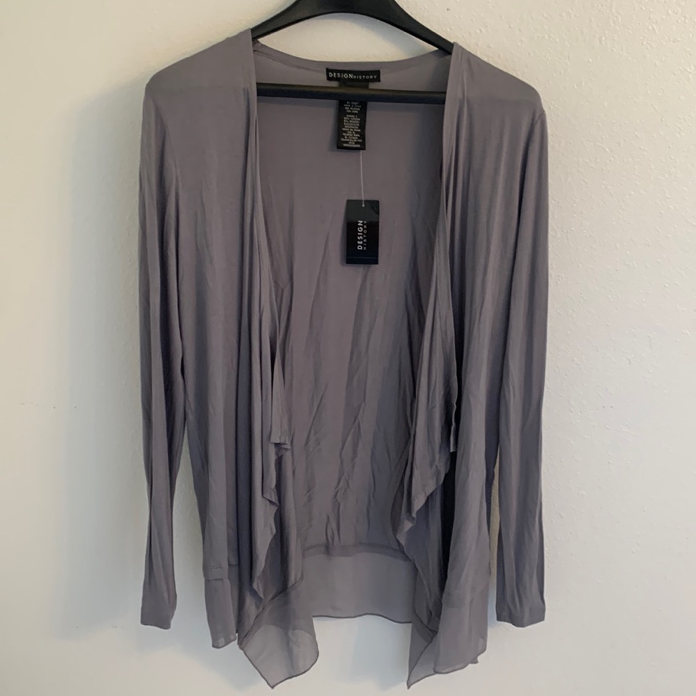 Design History Gray Silver Fox Cardigan Missy Size Small NWT